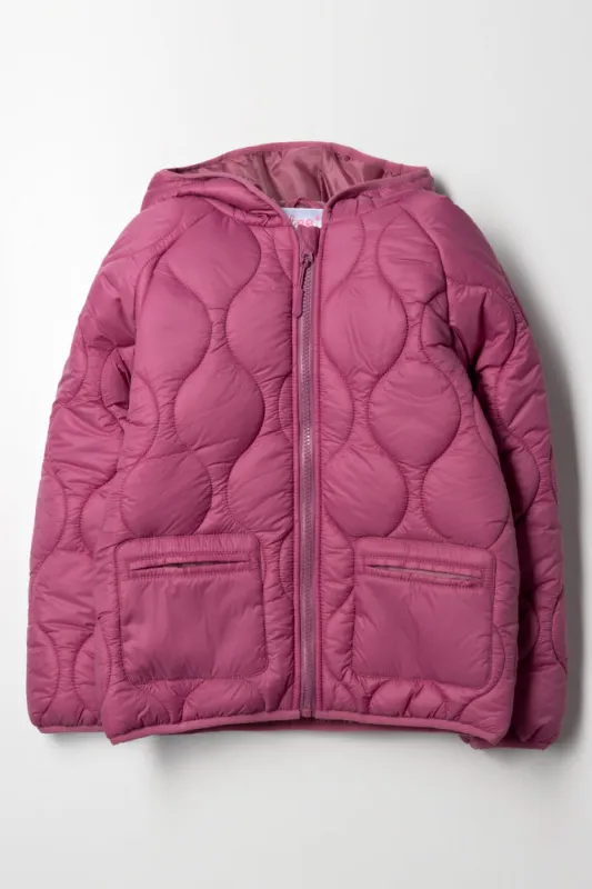 Hooded Puffer Jacket Purple sold by Ackermas