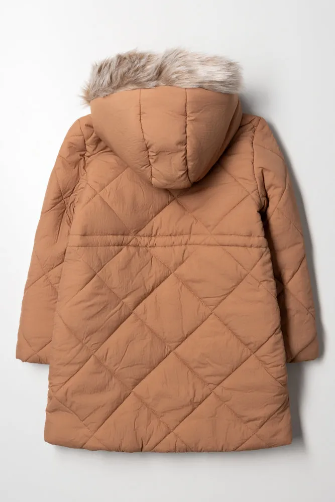 Hooded Puffer Coat Brown sold by Ackermas product image thumbnail 4