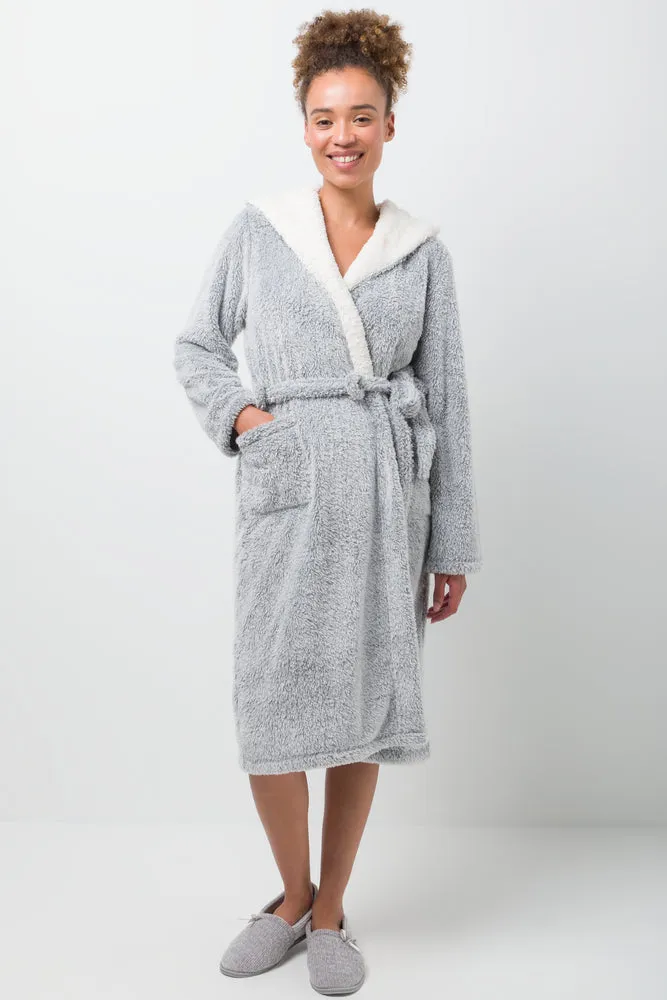 Hooded Sherpa Gown Grey sold by Ackermas