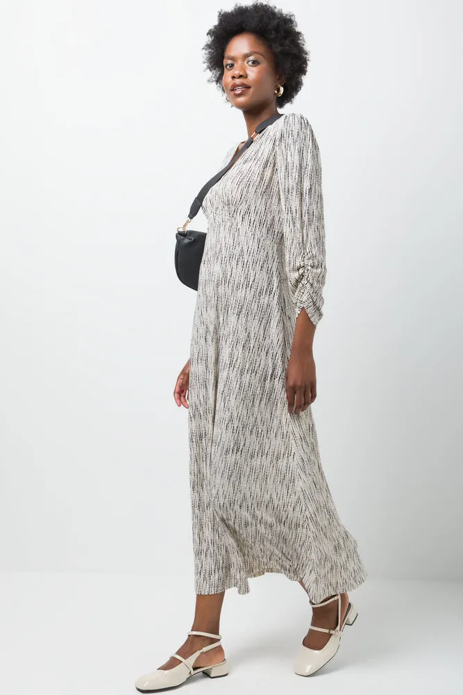 V-Neck Crinkle Knit Dress Cream sold by Ackermas product image thumbnail 2