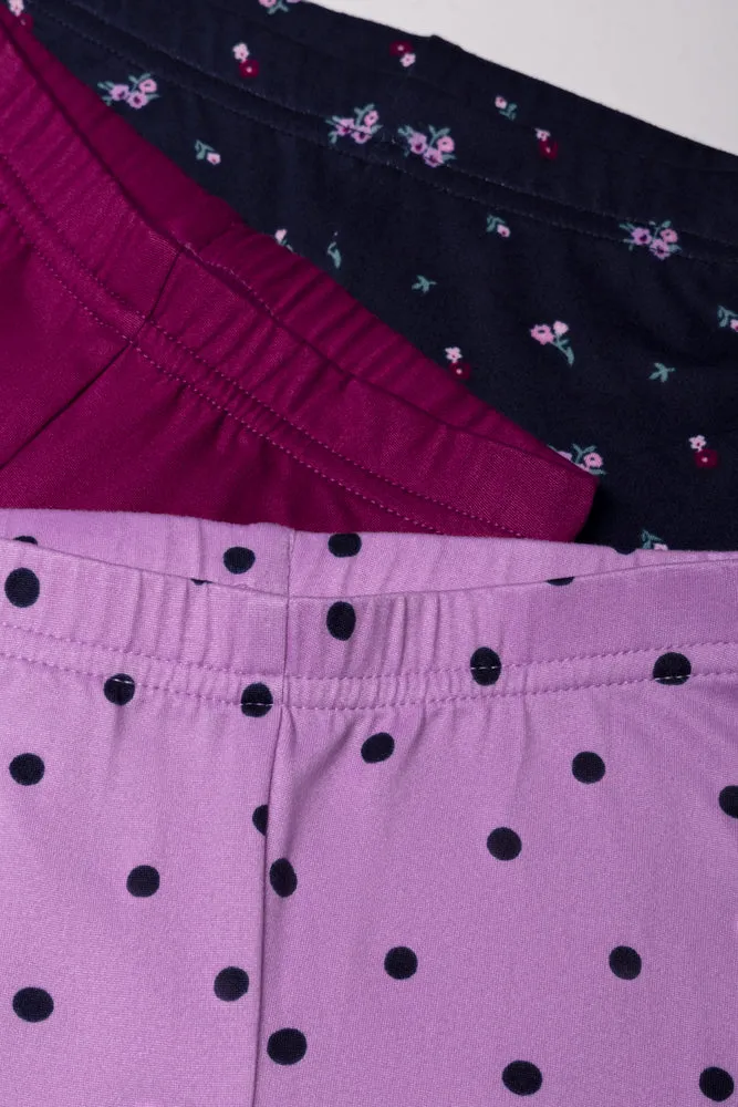 3 Pack Floral Leggings Navy, Purple And Burgundy sold by Ackermas product image thumbnail 2