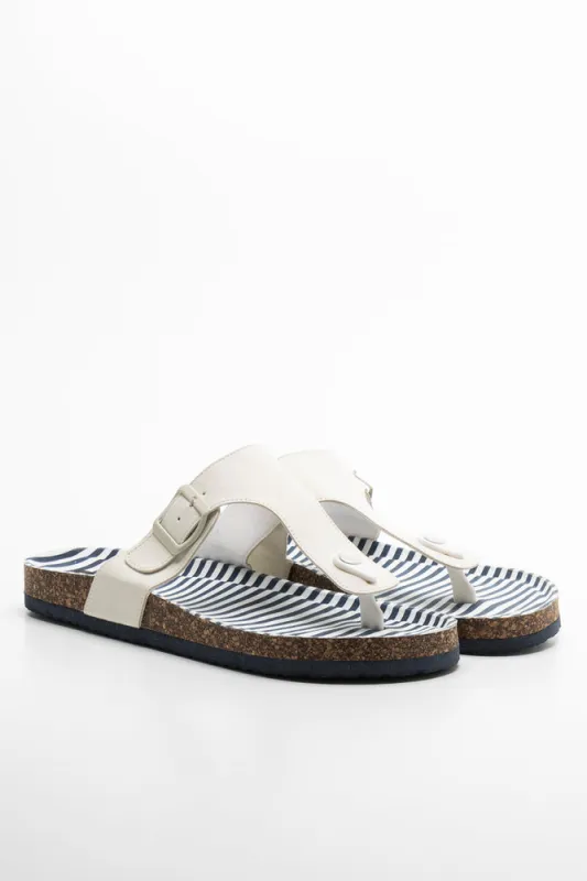 Thong Cork Sandal White sold by Ackermas