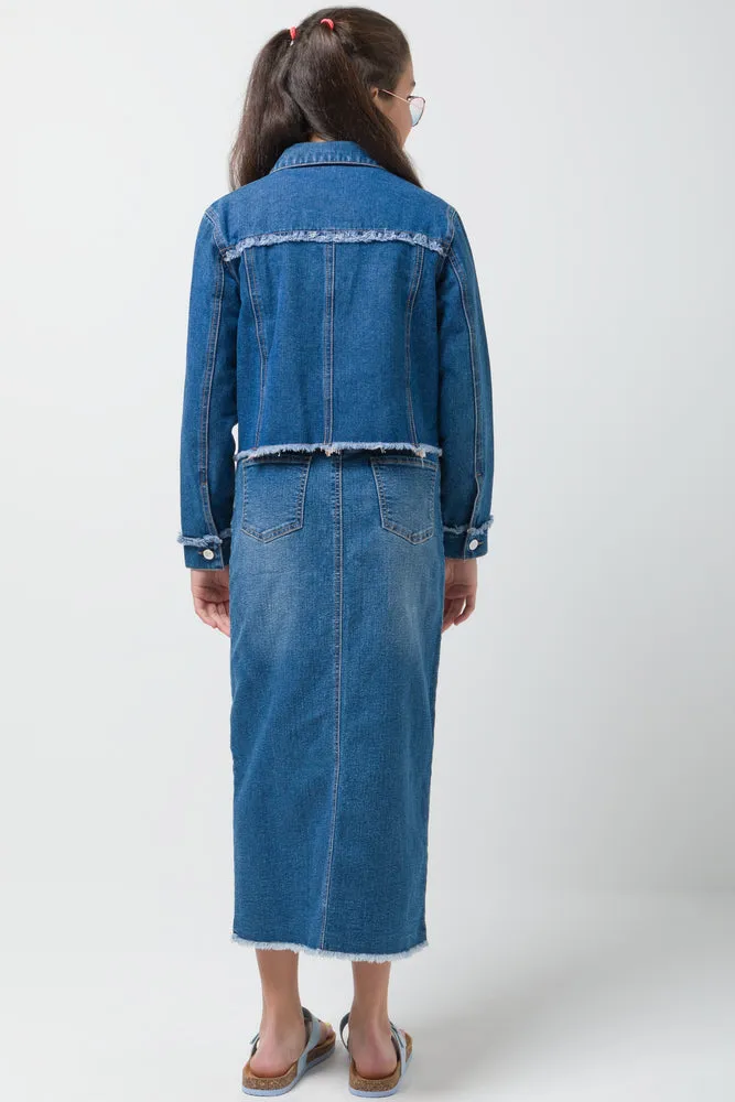 Denim Jacket With Frayed Edges Blue sold by Ackermas product image thumbnail 3