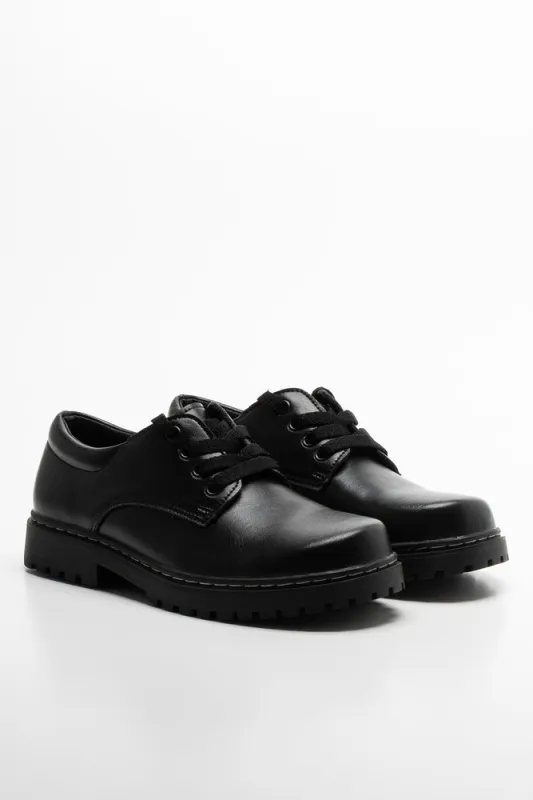 Rugged Leather Boys Shoes Black sold by Ackermas