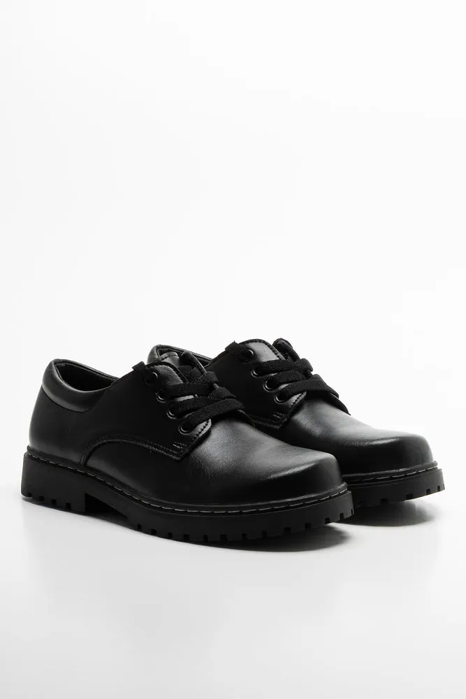 Rugged Leather Boys Shoes Black sold by Ackermas