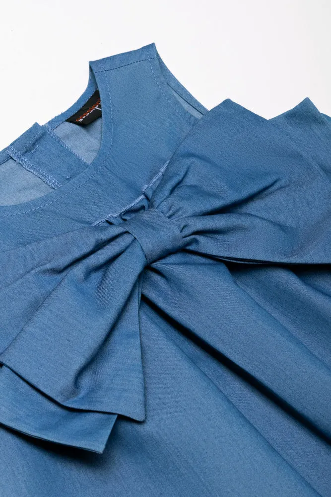 A-Line Denim Bow Dress Blue sold by Ackermas product image thumbnail 2