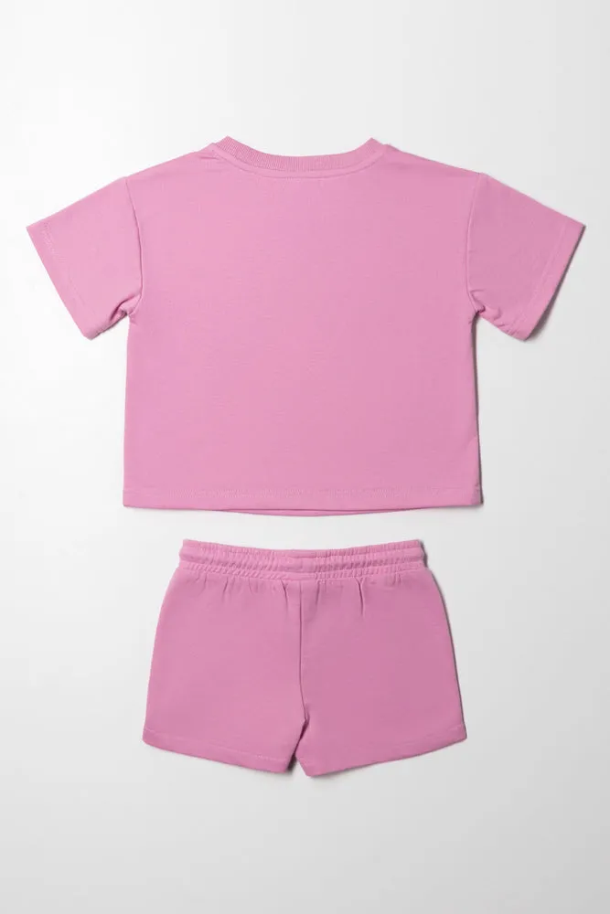 Unbrushed Fleece Shorts Set Pink sold by Ackermas product image thumbnail 4