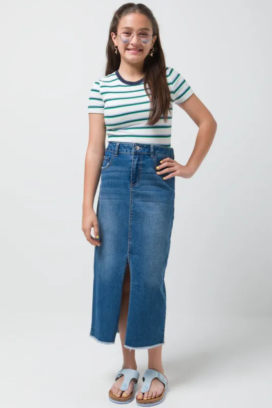 Denim Midi Skirt Blue sold by Ackermas