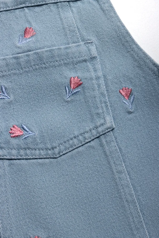 Denim Pinni with Floral Embroidery sold by Ackermas product image thumbnail 3