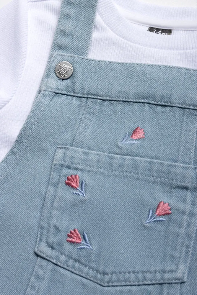 Denim Pinni with Floral Embroidery sold by Ackermas product image thumbnail 2