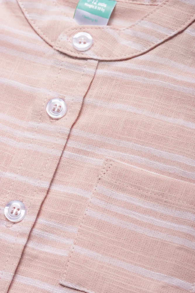 Mandarin Collar Woven Shirt Pink sold by Ackermas product image thumbnail 2