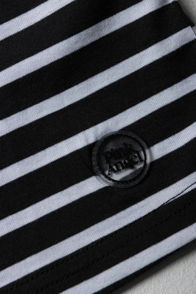 Stripe Boxy Short Sleeve T-Shirt Black sold by Ackermas product image thumbnail 2