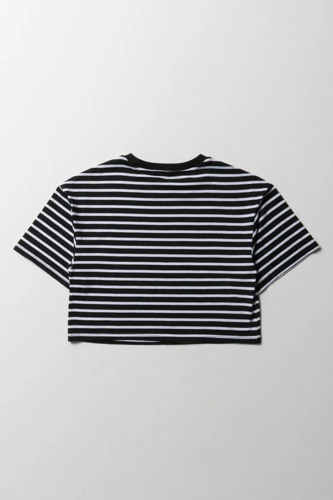 Stripe Boxy Short Sleeve T-Shirt Black sold by Ackermas product image thumbnail 3