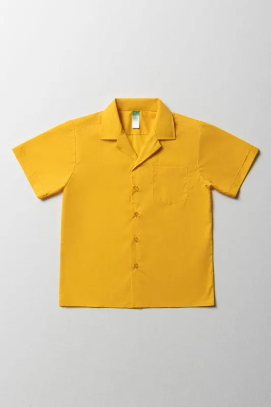 Unisex School Short Sleeve Shirt Yellow sold by Ackermas