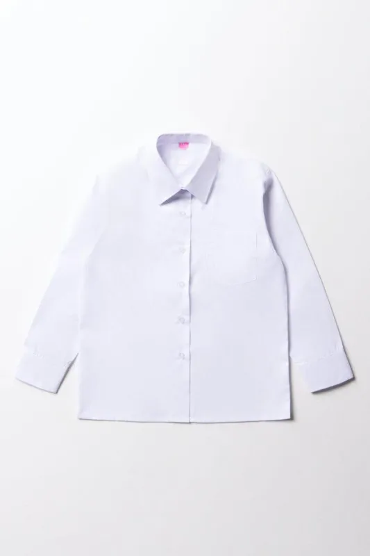 Girls School Long Sleeve Collar Shirt White Toughees sold by Ackermas