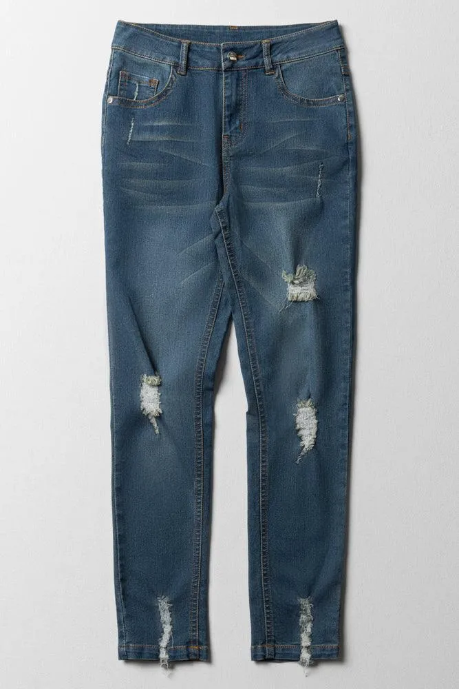 Rip And Repair Skinny Denim Jeans Light Wash sold by Ackermas