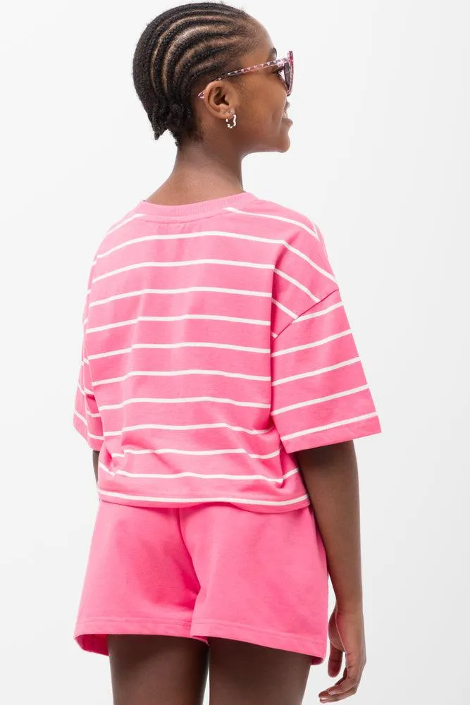 Stripe Boxy Short Sleeve T-Shirt Pink sold by Ackermas product image thumbnail 3
