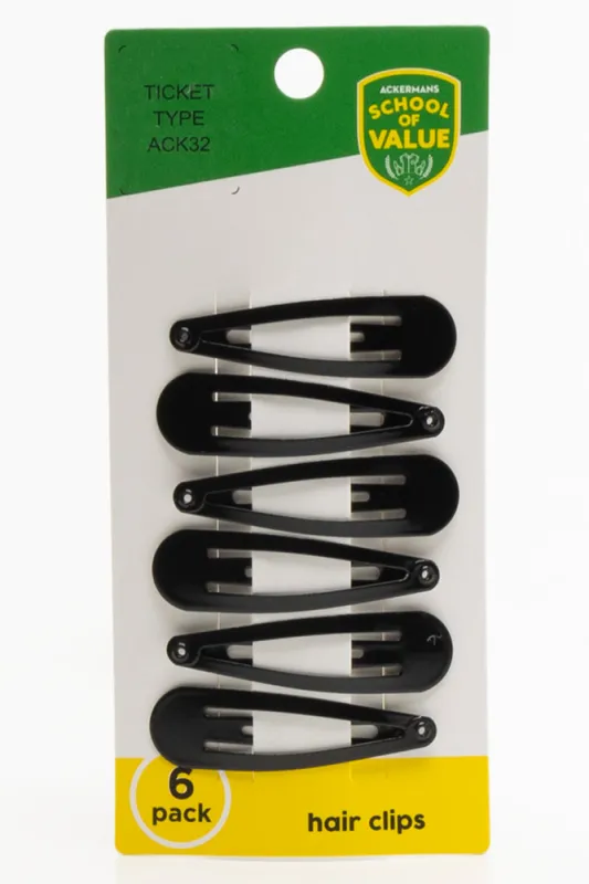 6 Pack 5Cm Hair Clips Black sold by Ackermas