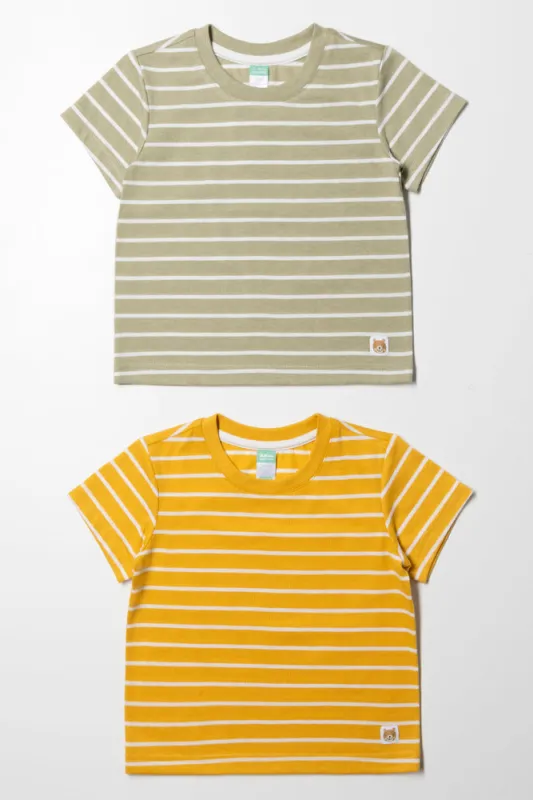 2 Pack Stripe T-Shirts Green And Yellow sold by Ackermas