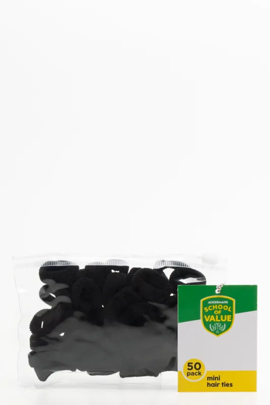 50 Pack Mini Hair Rings Black sold by Ackermas