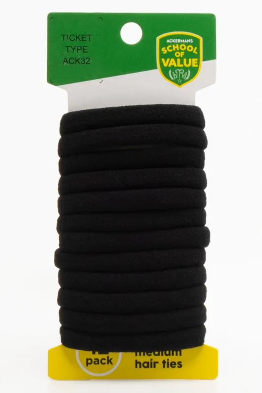 12 Pack Medium Hair Rings Black sold by Ackermas