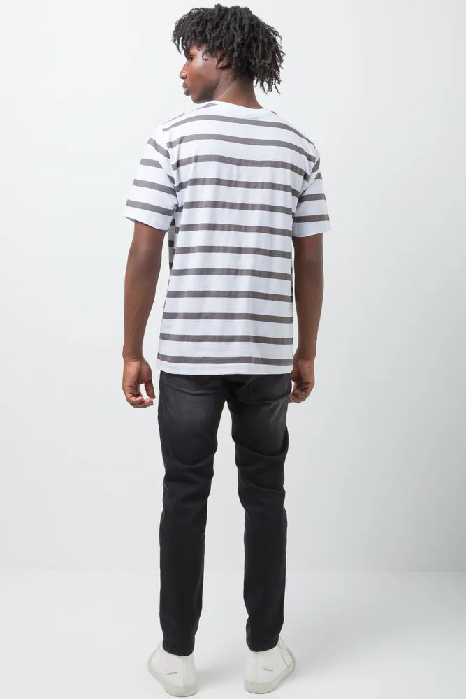 Short Sleeve Stripe T-Shirt Milk sold by Ackermas product image thumbnail 3