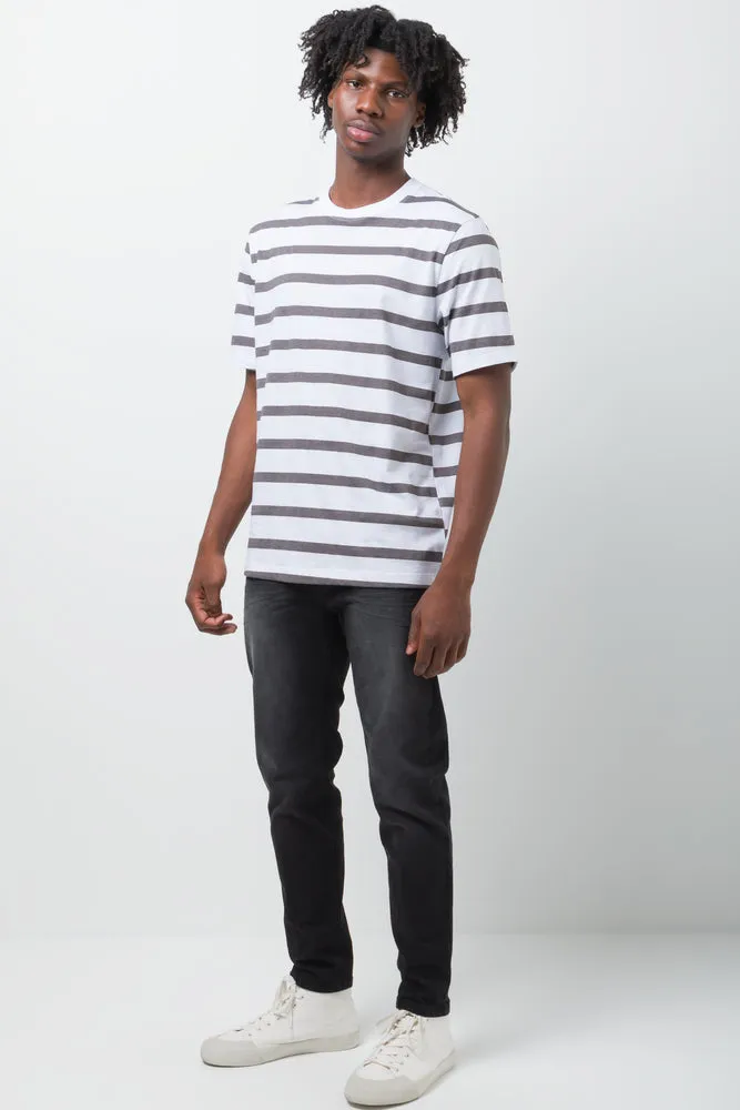 Short Sleeve Stripe T-Shirt Milk sold by Ackermas product image thumbnail 2