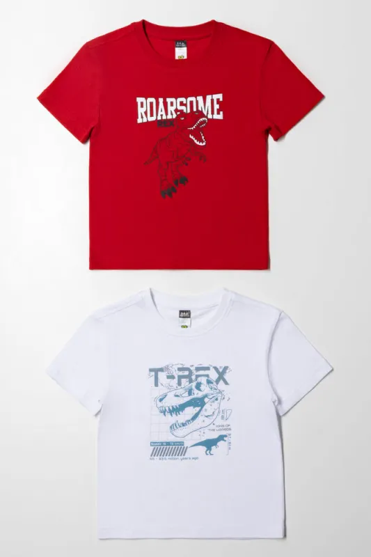 2 Pack Dinosaur T-Shirts White And Red sold by Ackermas