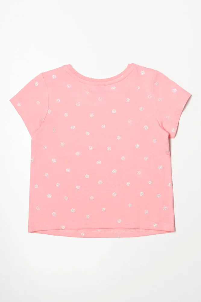 Glitter Spot Printed T-Shirt Coral Pink sold by Ackermas product image thumbnail 3