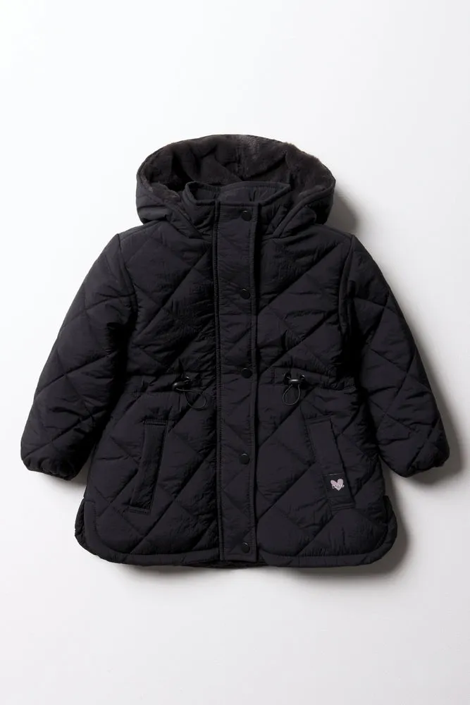 Diamond Quilted Coat Black sold by Ackermas