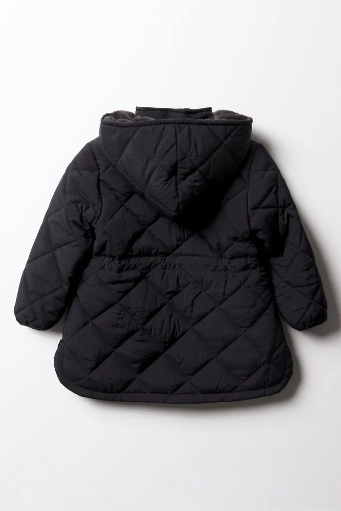 Diamond Quilted Coat Black sold by Ackermas product image thumbnail 3