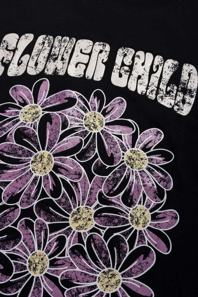 Oversized Tshirt Flower Child Black sold by Ackermas product image thumbnail 2