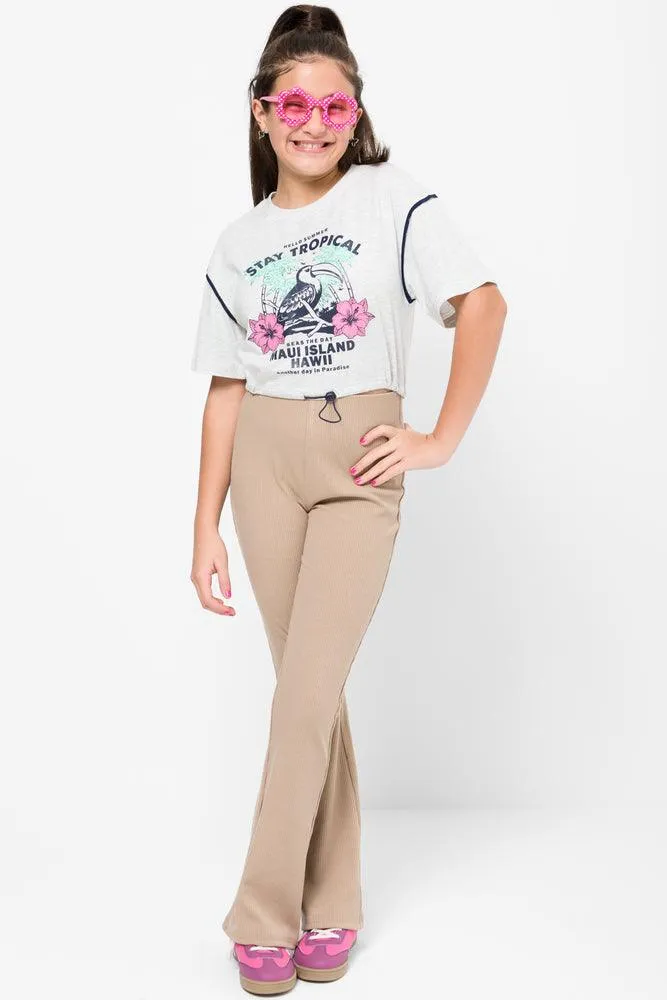 Rib Flare Legging Stone sold by Ackermas