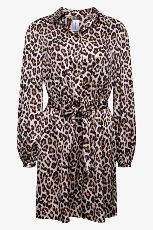 Satin Shirt Dress Leopard sold by Ackermas
