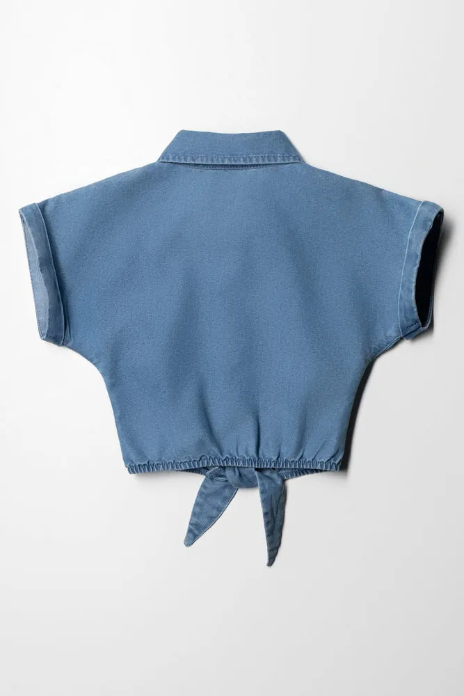 Flower Denim Shirt Blue sold by Ackermas product image thumbnail 3