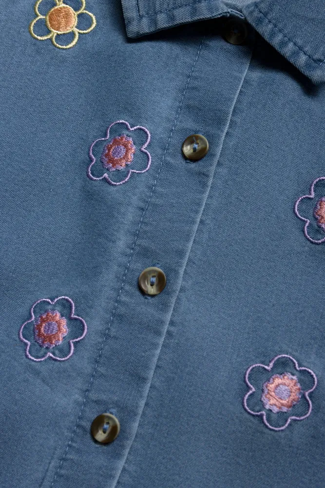 Flower Denim Shirt Blue sold by Ackermas product image thumbnail 2