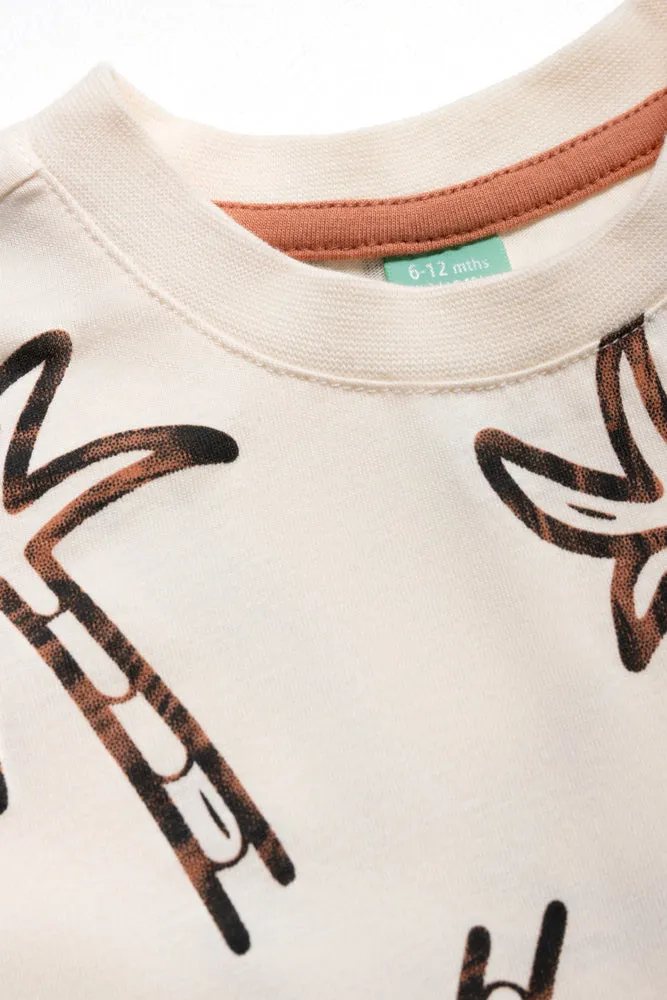 Palm T-Shirt Cream And Brown sold by Ackermas product image thumbnail 2