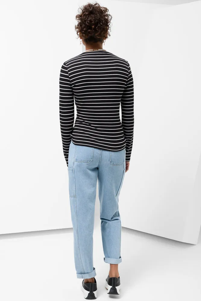 Stripe Long Sleeve T-Shirt Black sold by Ackermas product image thumbnail 3