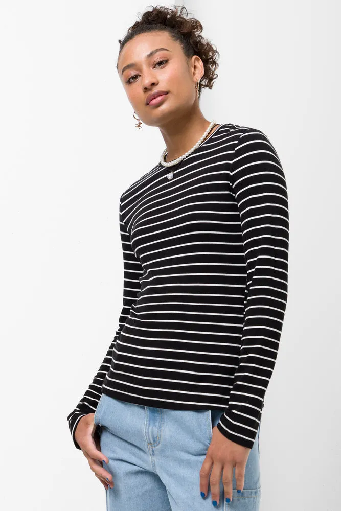 Stripe Long Sleeve T-Shirt Black sold by Ackermas