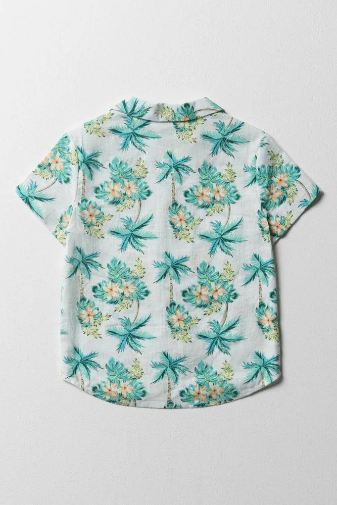 Palm Tree Short Sleeve Shirt White sold by Ackermas product image thumbnail 4