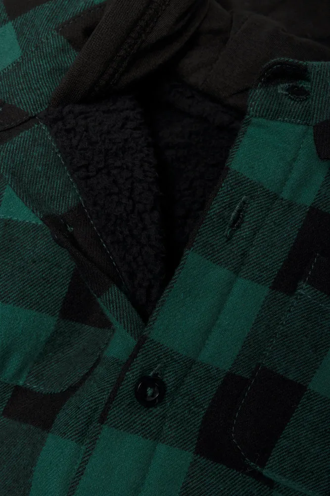 Hooded Check Shacket Black and Teal sold by Ackermas product image thumbnail 3