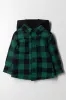 Hooded Check Shacket Black and Teal sold by Ackermas