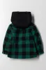 Hooded Check Shacket Black and Teal sold by Ackermas