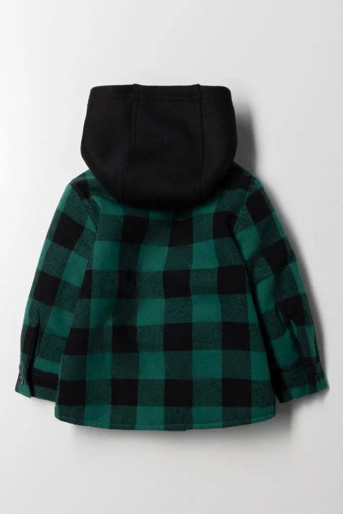 Hooded Check Shacket Black and Teal sold by Ackermas product image thumbnail 4