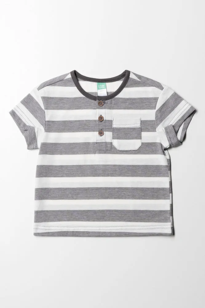 Stripe Henley T-Shirt Grey sold by Ackermas