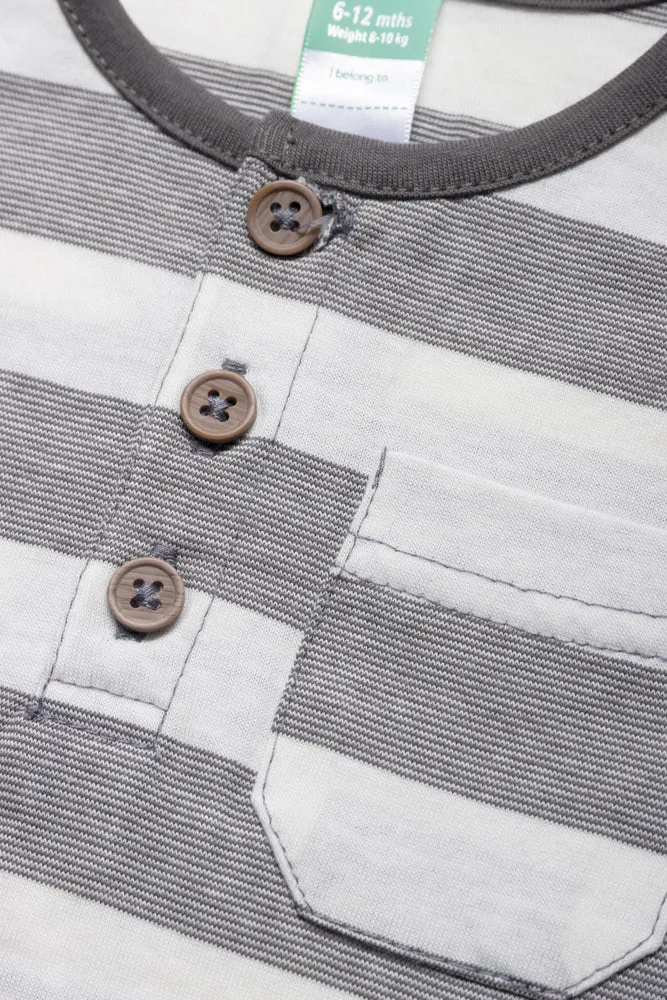 Stripe Henley T-Shirt Grey sold by Ackermas product image thumbnail 2