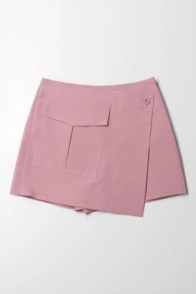 Cargo Pocket Skort Pink sold by Ackermas