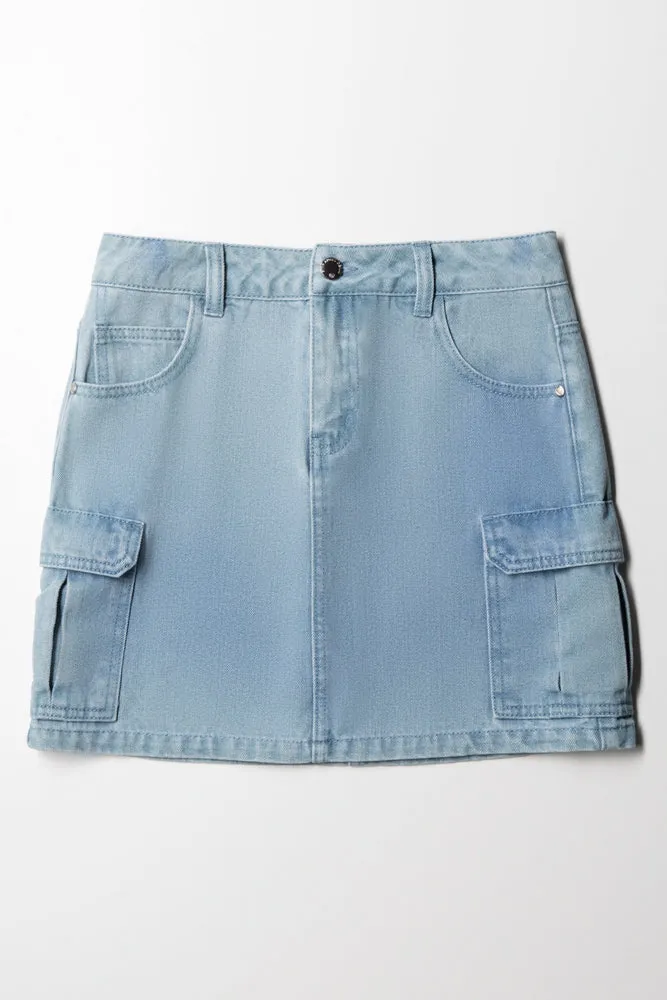 Cargo Mini Skirt Blue sold by Ackermas
