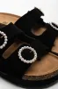 Pearl Buckle Cork Sandal Black sold by Ackermas