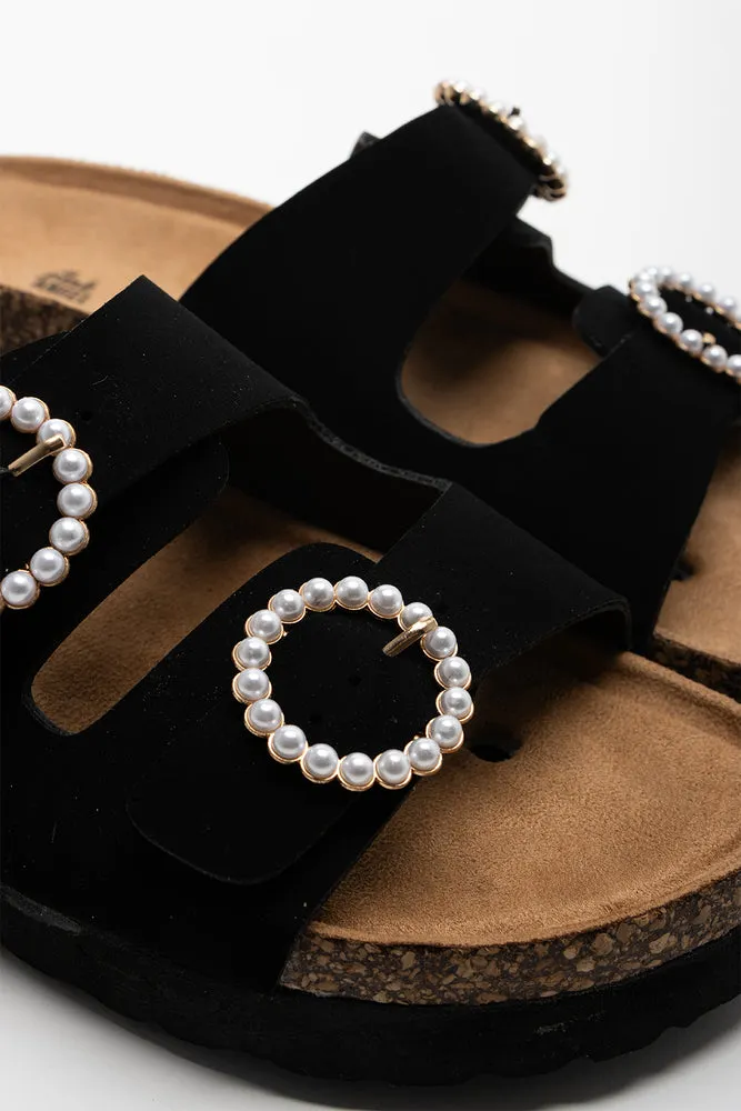 Pearl Buckle Cork Sandal Black sold by Ackermas product image thumbnail 2